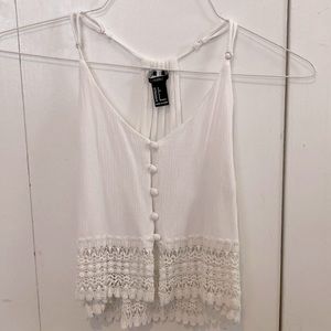 White-Lace, Button Up, Festival Crop Top, Size S, Forver21, Bohemian Style.